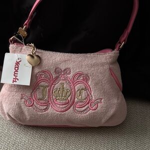 Juicy Couture Pink and Gold Shoulder Bag with Embroidery